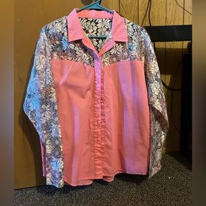 Vintage lace Wrangler Pearl snap button up